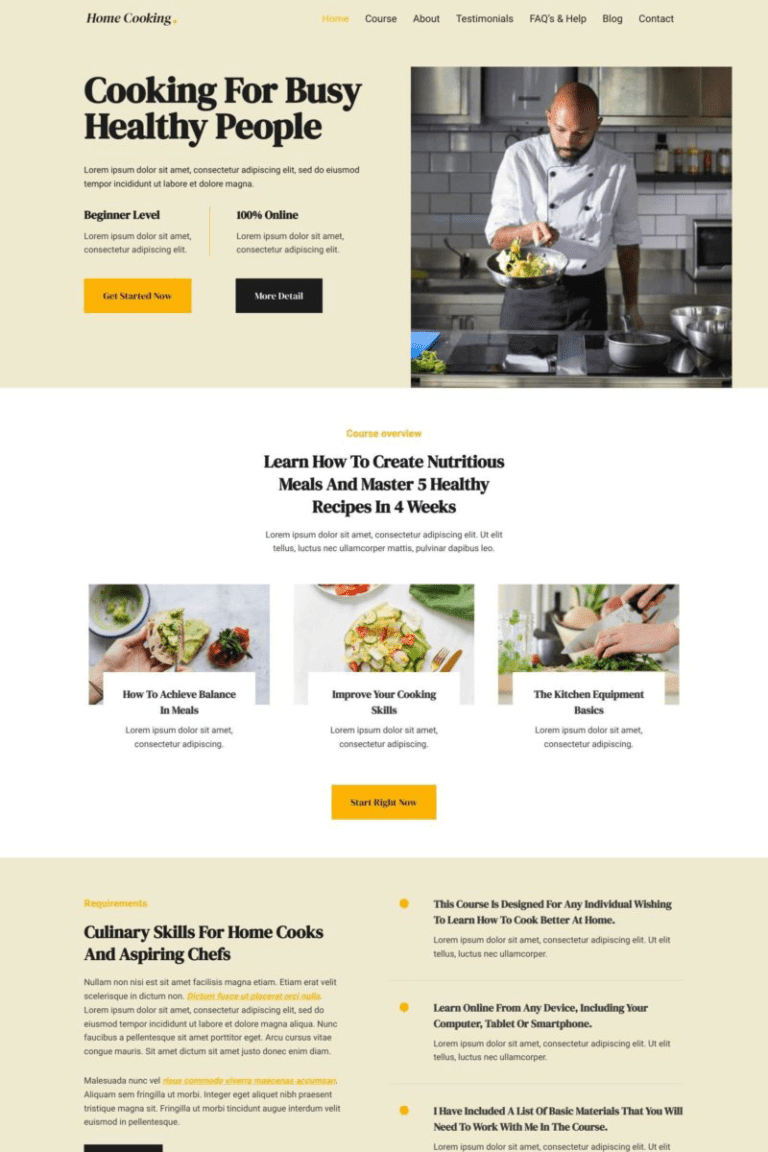 Cooking Course Template