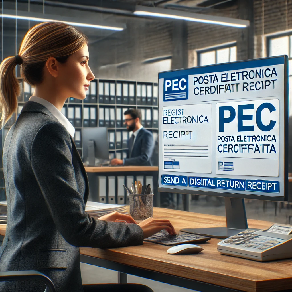 Imprenditrice che usa la PEC